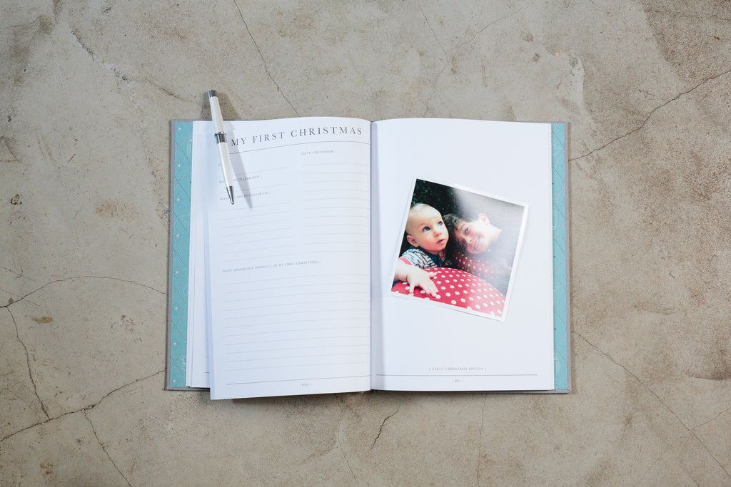 Baby journal for the first five years, recording baby milestones and memories